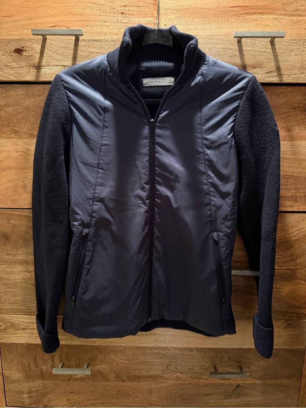 Women’s Hybrid Knit-Sleeve Icebreaker Jacket - Navy